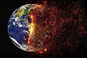 planète terre en feu à cause du changement climatique